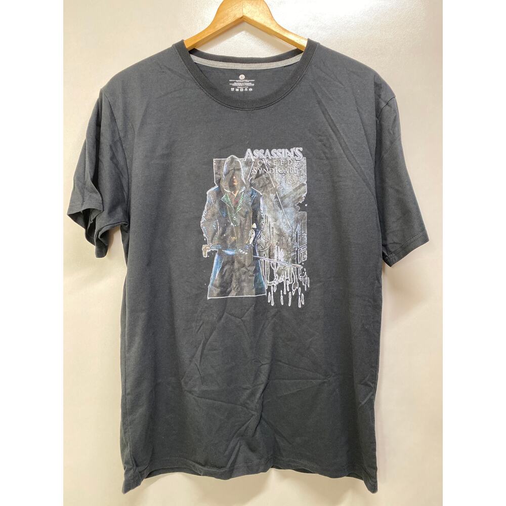 Black ASSASSIN'S CREED SYNDICATE Rare Print Black T-Shirt Men's Large 42"-44"